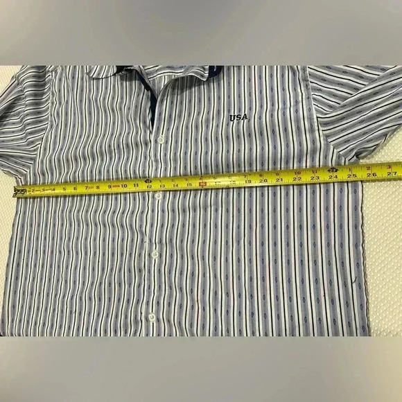 ✨Mecca USA Vintage Short Sleeve Button Shirt - Mens XL blue stripe embroidery - Picture 7 of 9